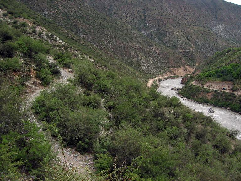 Xiangcheng Xian, Sichuan.  Habitat of Acanthochlamys bracteata on terraces above Souqu River. 2840 m