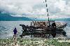 Fishing boat at island in Erhai Lake, Dali Xian, Yunnan, China